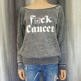 F*ck Cancer Sweatshirt - Deep Heather Grey- Small - Sweet or Spicy Apparel - 1