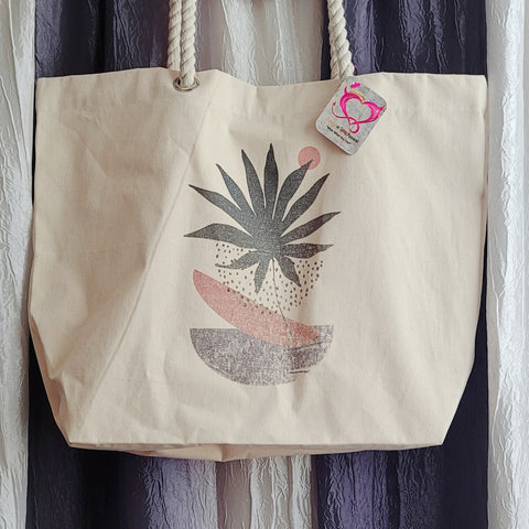 Palm Leaf Boho Tote Bag