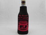 No Road? No Problem FJ Cruiser Zippered Bottle Koozie - Black Koozie with Red Script - Sweet or Spicy Apparel - 3