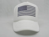 Flag Trucker Hat - White Hat with White Face - Sweet or Spicy Apparel - 1