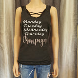 Monday, Champagne Racerback Tank - Charcoal Black - Small - Sweet or Spicy Apparel - 1
