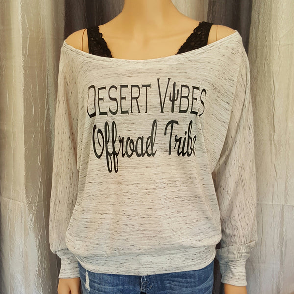 Desert Vibes Offroad Tribe Off-Shoulder Tee - White Marble - Small - Sweet or Spicy Apparel - 1