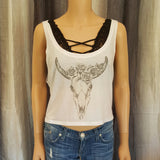 Bull Skull with Roses Tank Top -  - Sweet or Spicy Apparel - 1