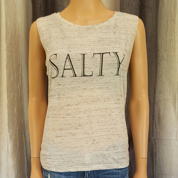 SALTY Muscle Tee - White Marble - Small - Sweet or Spicy Apparel - 1