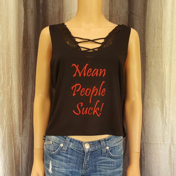Mean People Suck! Tank Top - Black-Medium - Sweet or Spicy Apparel - 1