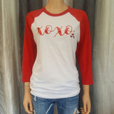 XOXO Baseball Tee - White/Red- Small - Sweet or Spicy Apparel - 1
