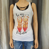 be my Valentino Racerback Tank - White - Small - Sweet or Spicy Apparel - 1