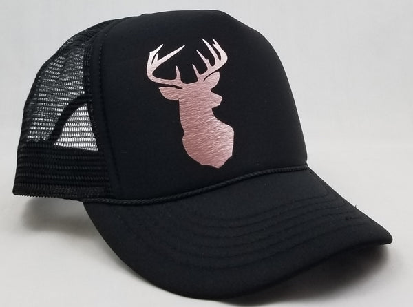 Rose Gold Deer Head Trucker Hat