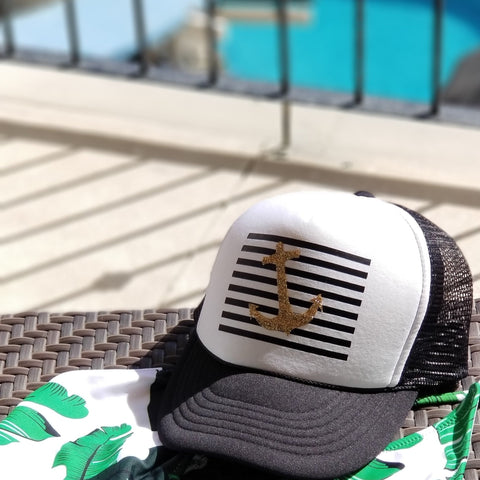 Stripes & Anchor Trucker Hat