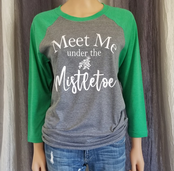 Meet Me under the Mistletoe Baseball Tee