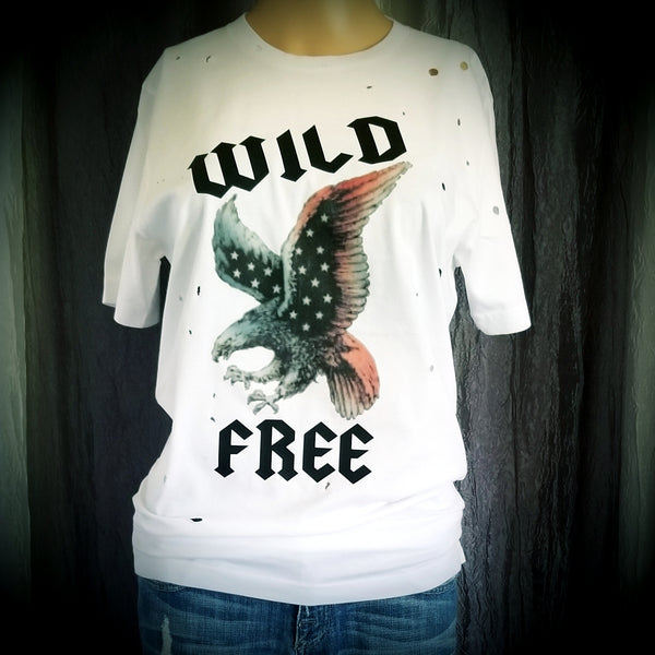 WILD FREE American Eagle Distressed Tee