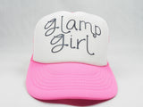 Glamp Girl Trucker Hat - Neon Pink Hat with White Face - Sweet or Spicy Apparel - 3