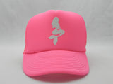 Mermaid Trucker Hat - Neon Pink Hat with Neon Pink Face - Sweet or Spicy Apparel - 1