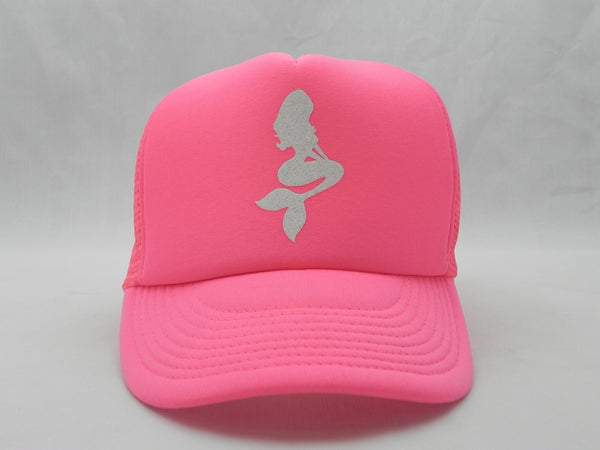 Mermaid Trucker Hat - Neon Pink Hat with Neon Pink Face - Sweet or Spicy Apparel - 1