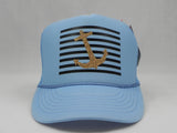 Stripes & Anchor Trucker Hat - Light Blue Hat with Light Blue Face - Sweet or Spicy Apparel - 1