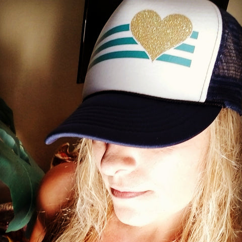 Stripes and Heart Trucker Hat